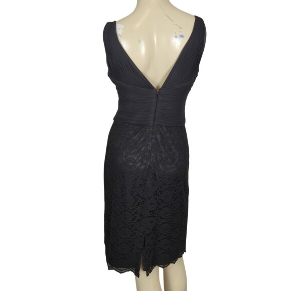 NERO Black Sleeveless Lace Cocktail Dress With Pleated Bodice & V-Neckline Sz 6‎ - Picture 5 of 16
